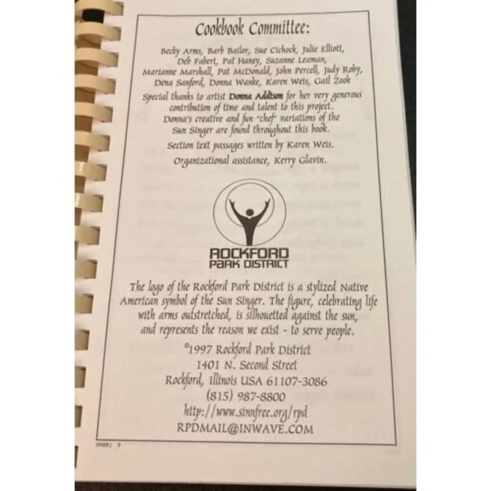 Rockford Illinois‎ IL Park District Cookbook Recipe United Way Rock River Valley